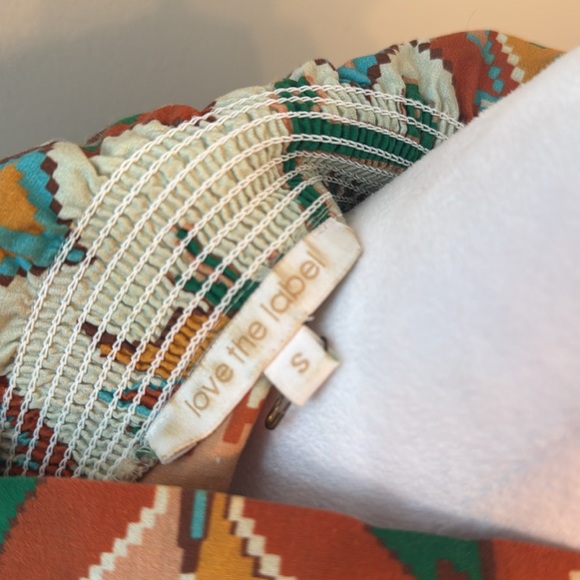 Love The Label Ivory Marrakech Patterned Short Sleeve Top Blouse Sz Small - Picture 8 of 8